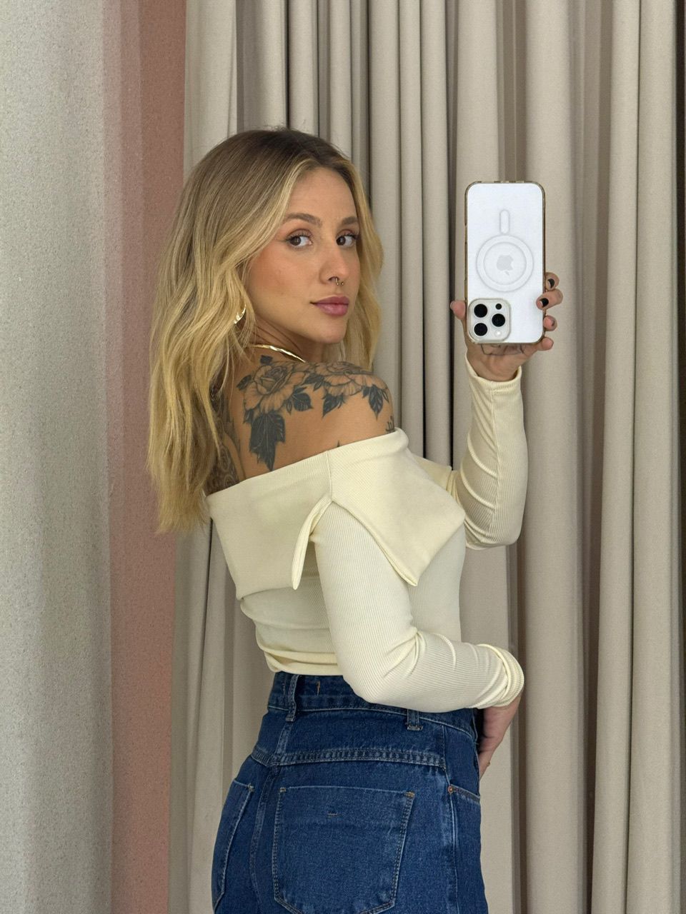 BLUSA CARMEN OMBRO A OMBRO MARFIM