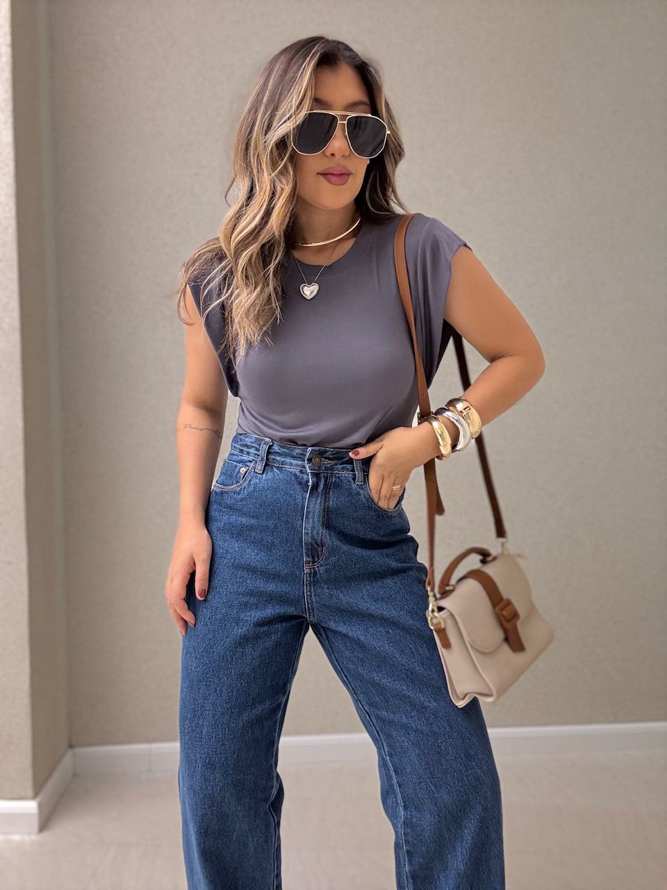 BLUSA BERENICE BASIC CINZA
