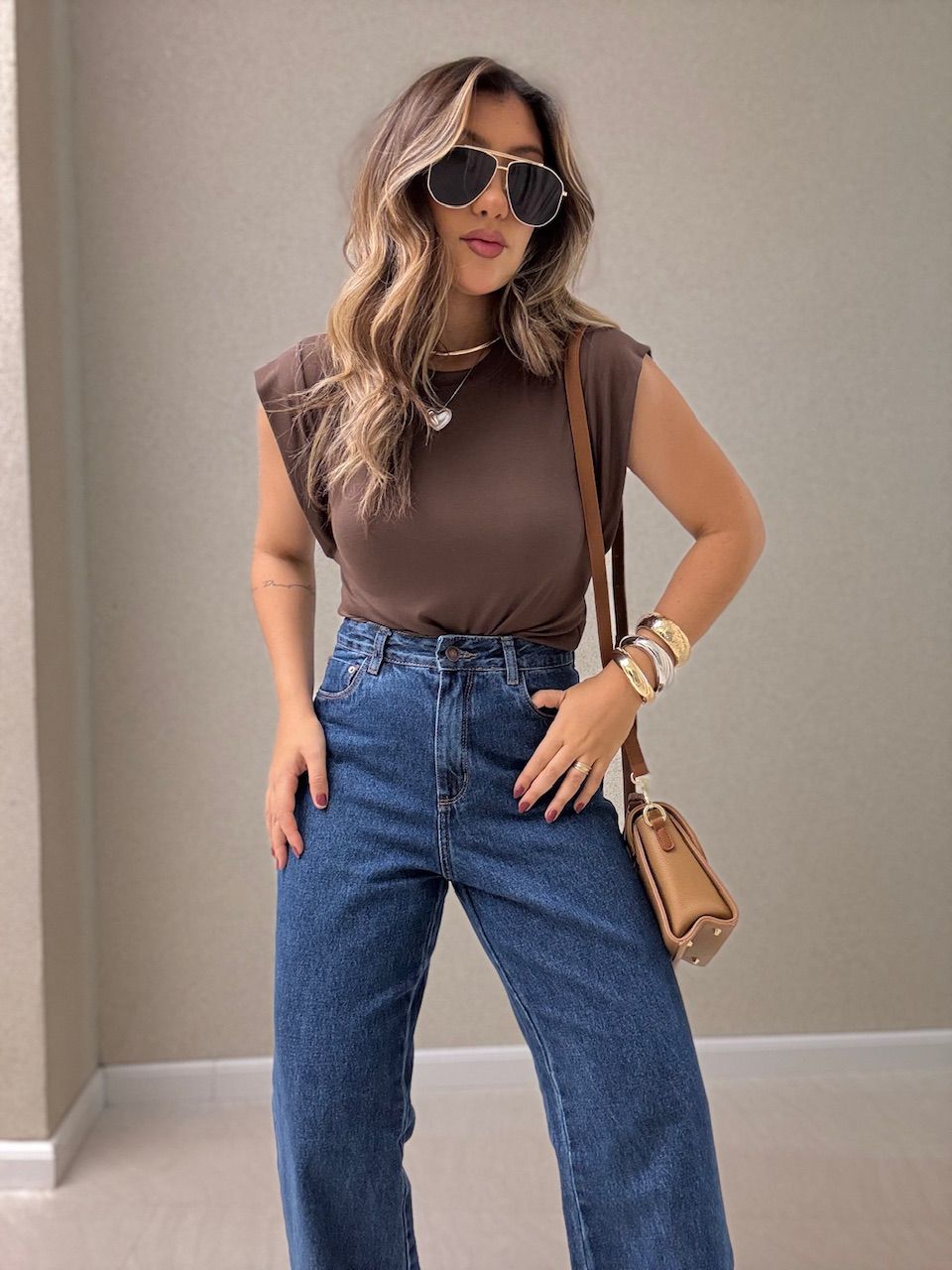 BLUSA BERENICE BASIC MARROM