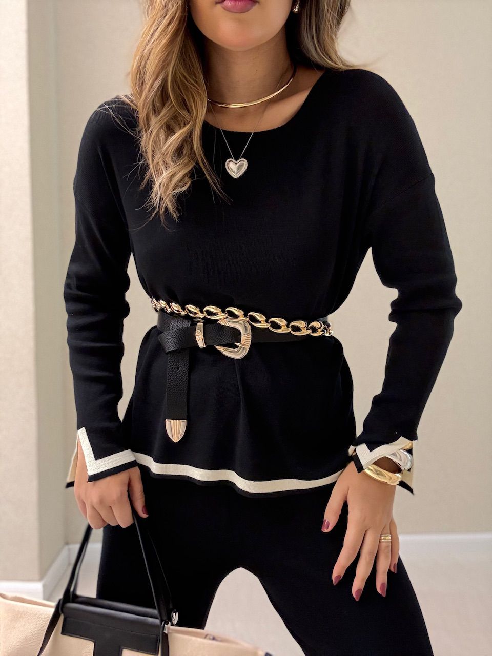 CONJUNTO CLARISSA TRICOT PRETO
