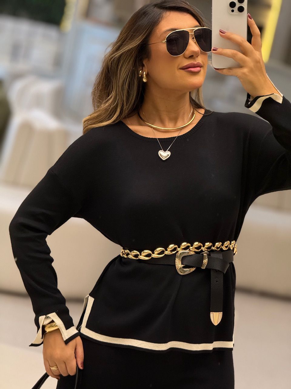CONJUNTO CLARISSA TRICOT PRETO