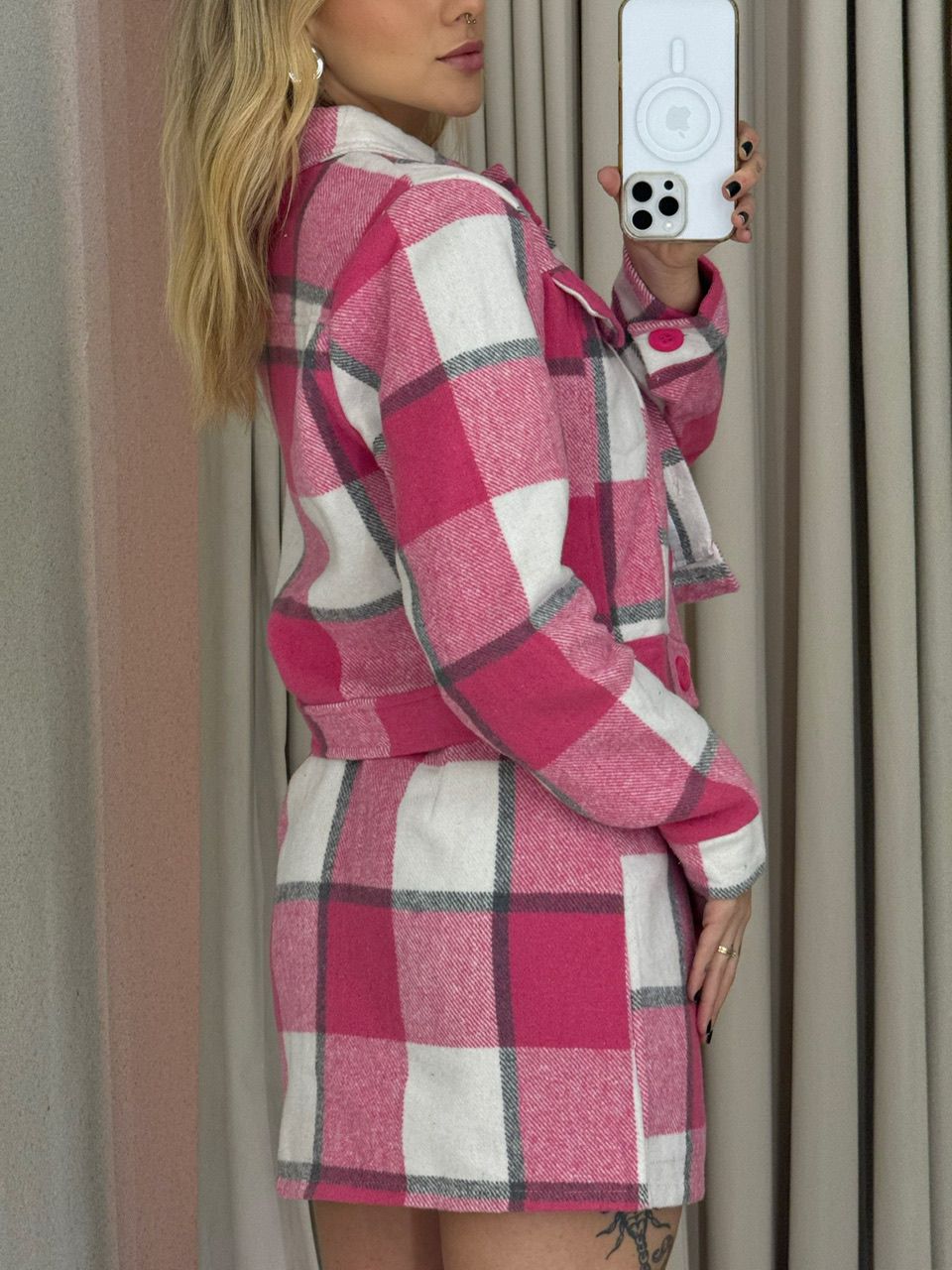 CONJUNTO CLEIDE XADREZ PINK