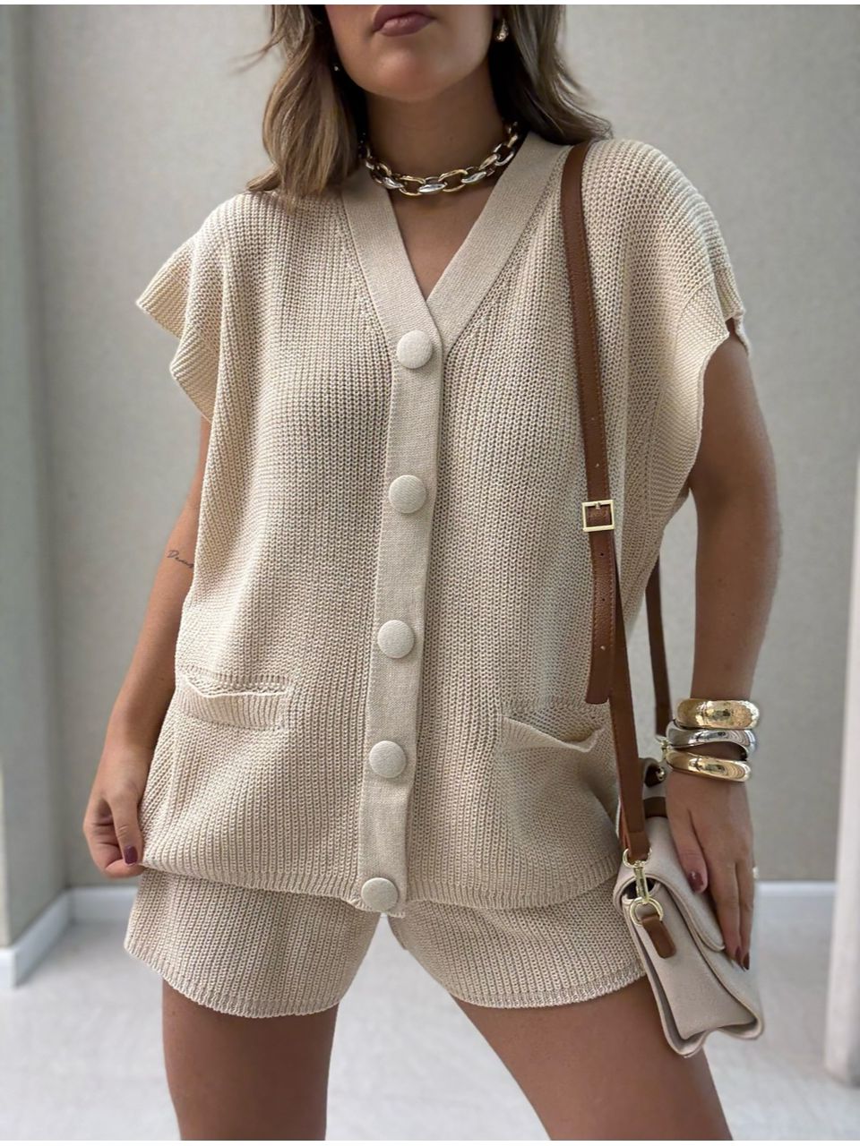 CONJUNTO CRISTAL SHORT AREIA