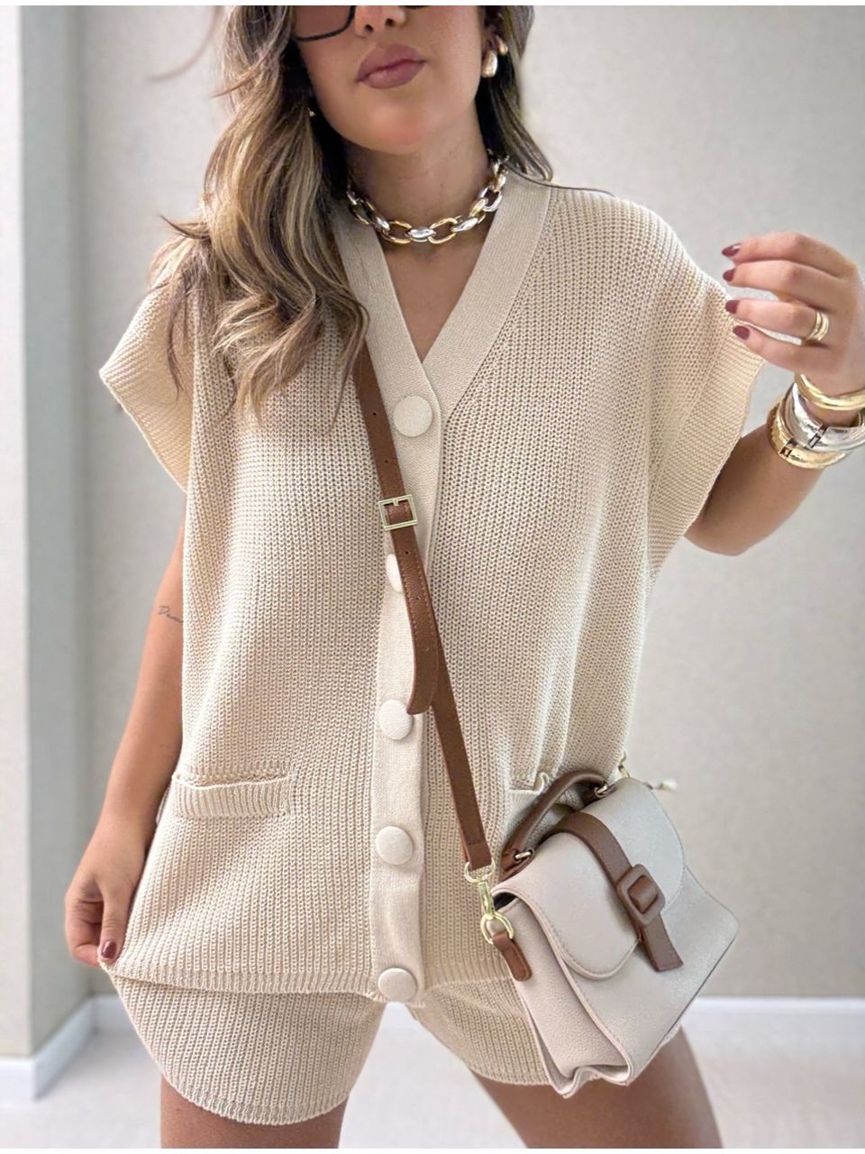 CONJUNTO CRISTAL SHORT AREIA