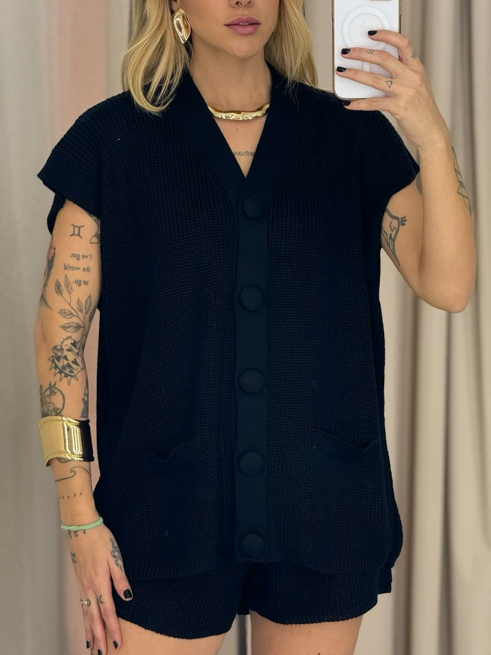 CONJUNTO CRISTAL SHORT PRETO