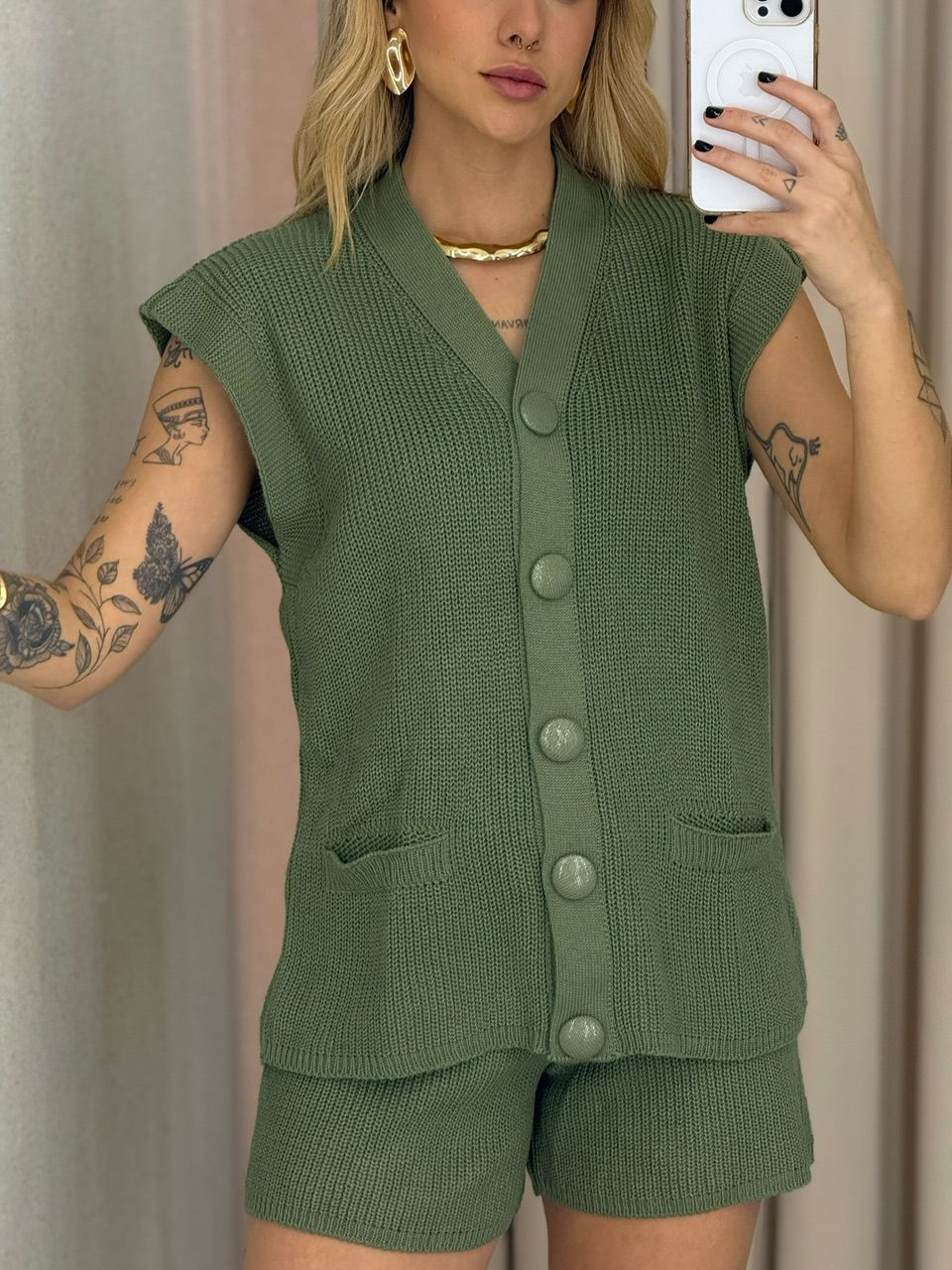 CONJUNTO CRISTAL SHORT VERDE