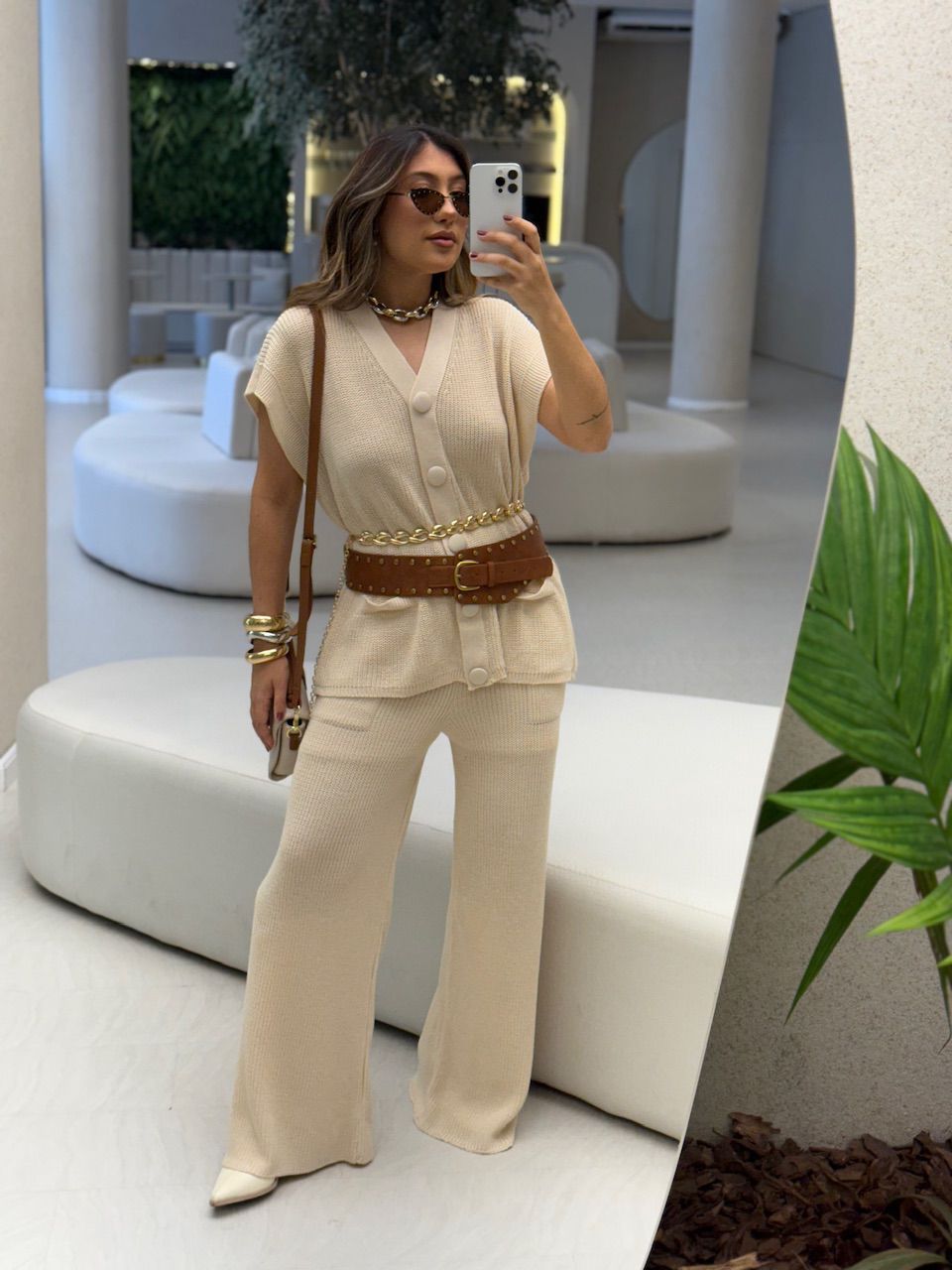 CONJUNTO TELMA Calça Areia - 0064820110 - CAROLLA FERRARO