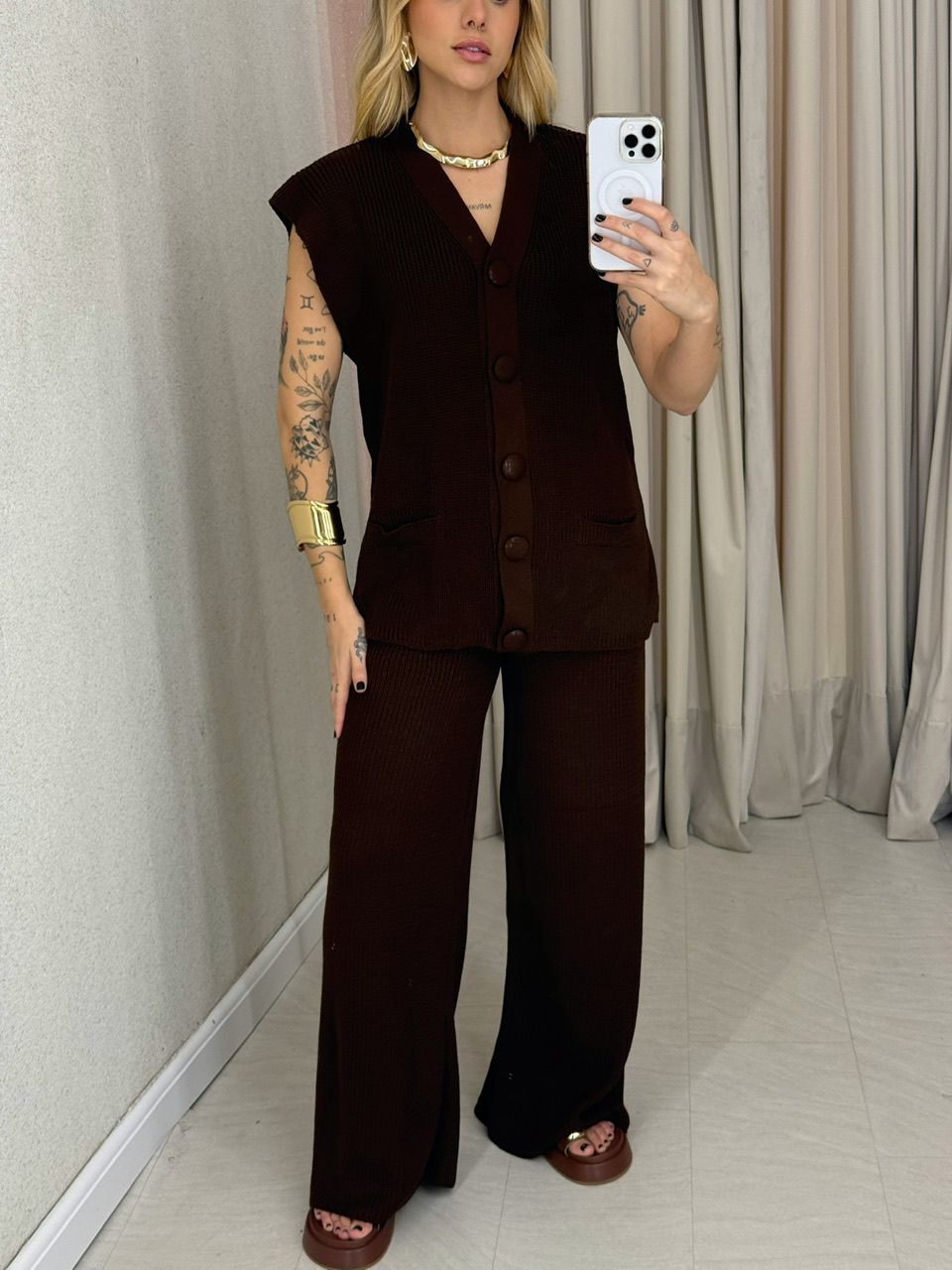 CONJUNTO TELMA Calça MARROM