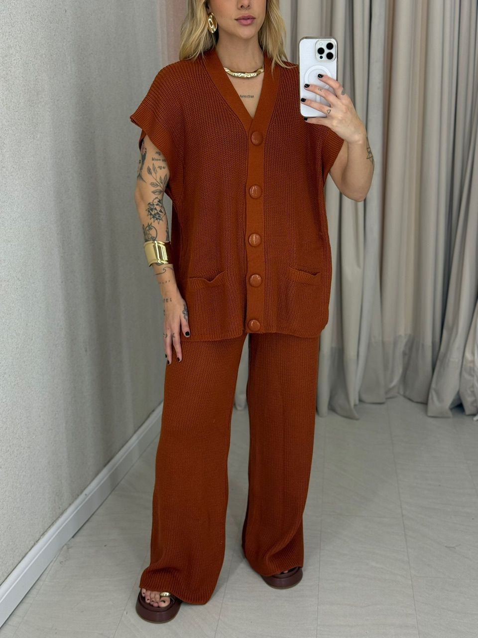 CONJUNTO TELMA Calça TELHA - 0064820180 - CAROLLA FERRARO