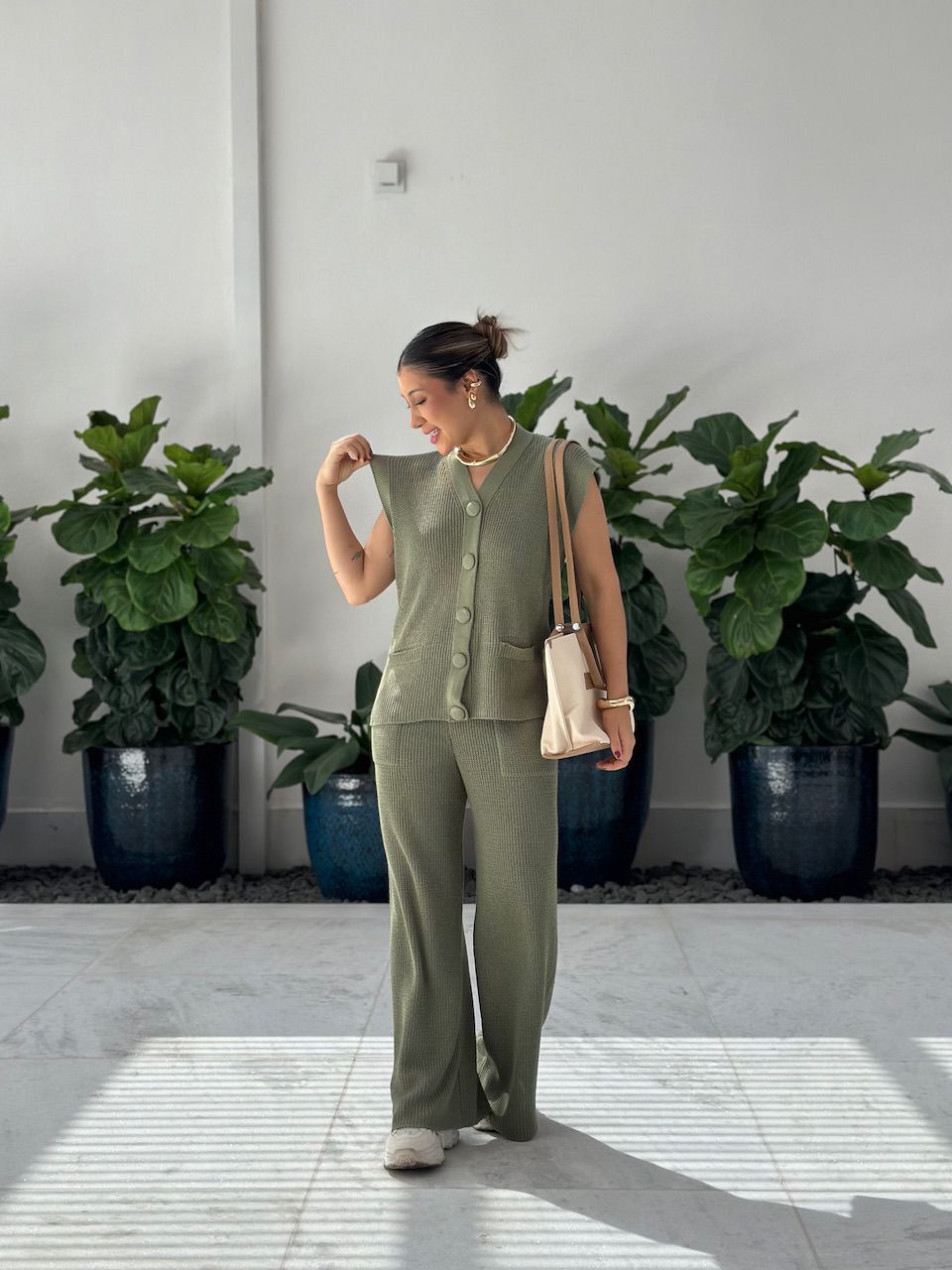 CONJUNTO TELMA Calça verde - 0064820014 - CAROLLA FERRARO