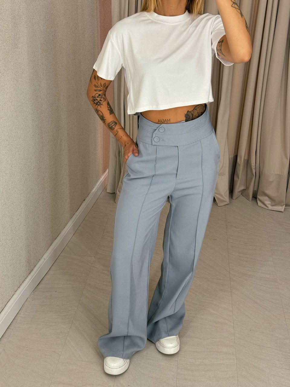 CALÇA MABEL PANTALONA CINZA - 0053510091 - CAROLLA FERRARO