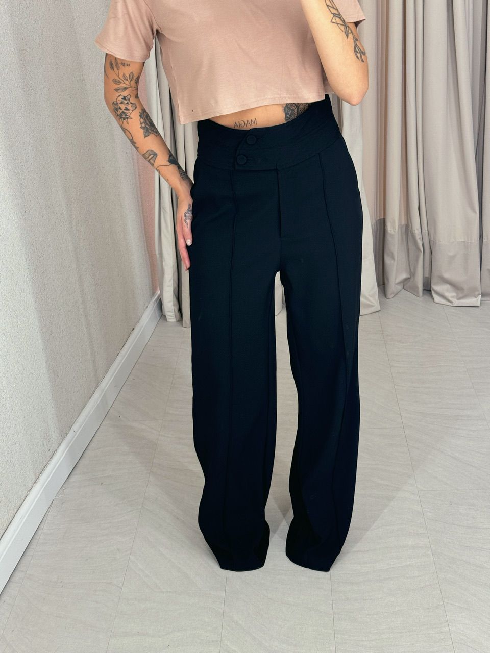 CALÇA MABEL PANTALONA PRETA - 0053510033 - CAROLLA FERRARO