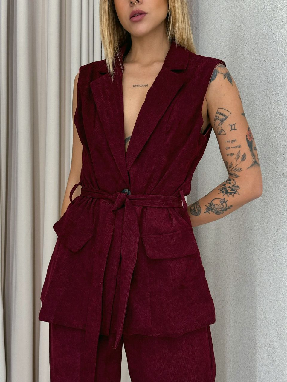 CONJUNTO ADELE COTELÊ CHERRY RED