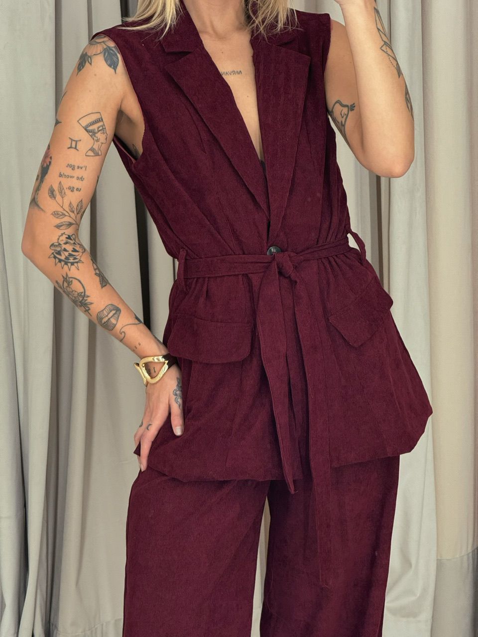 CONJUNTO ADELE COTELÊ CHERRY RED