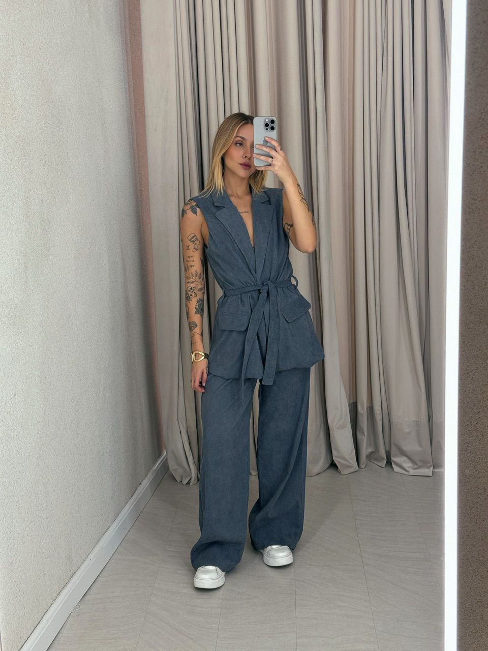 CONJUNTO ADELE COTELÊ CINZA