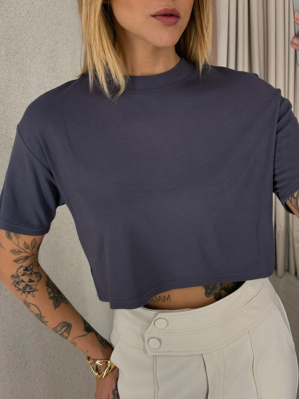 CROPPED MARIA BASIC CINZA ESCURO