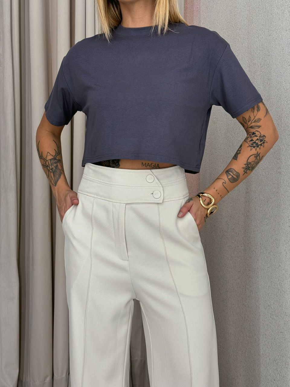 CROPPED MARIA BASIC CINZA ESCURO