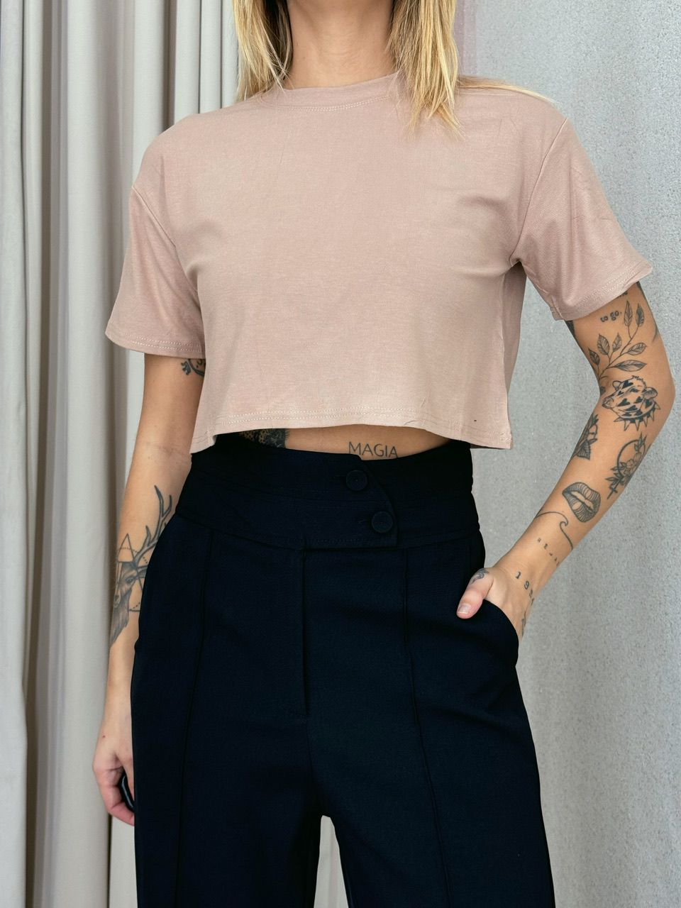 CROPPED MARIA BASIC NUDE - 0053470049 - CAROLLA FERRARO