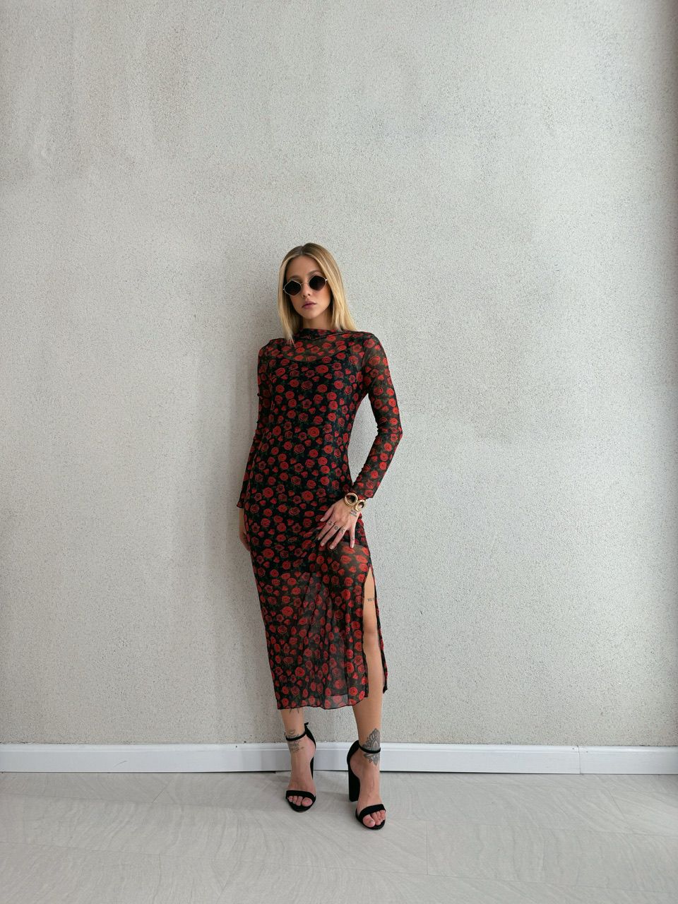VESTIDO PIETRA TULE FLORAL - 0049400077 - CAROLLA FERRARO