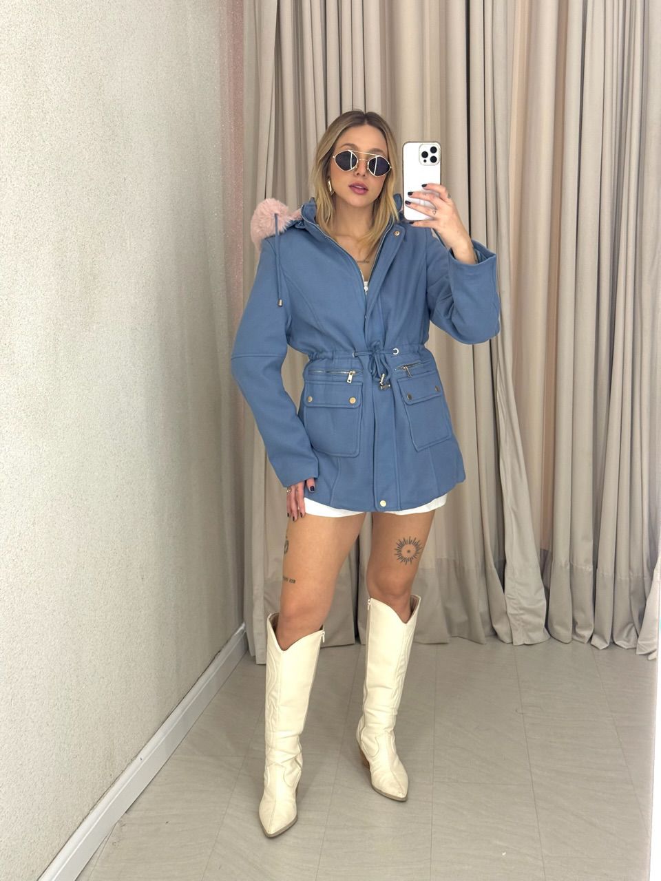PARKA KARINA LÃ BATIDA AZUL