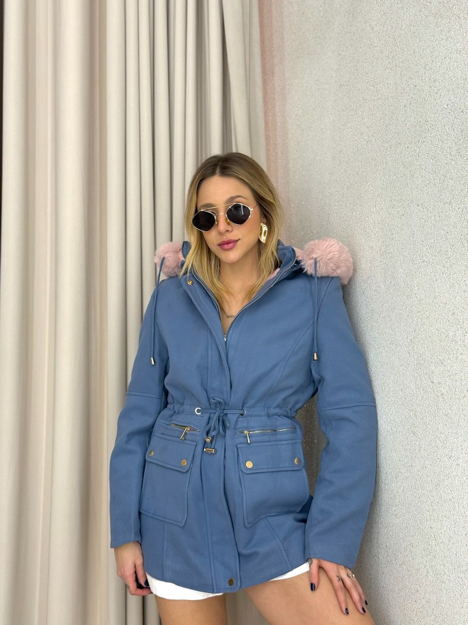 PARKA KARINA LÃ BATIDA AZUL - 0066260109 - CAROLLA FERRARO