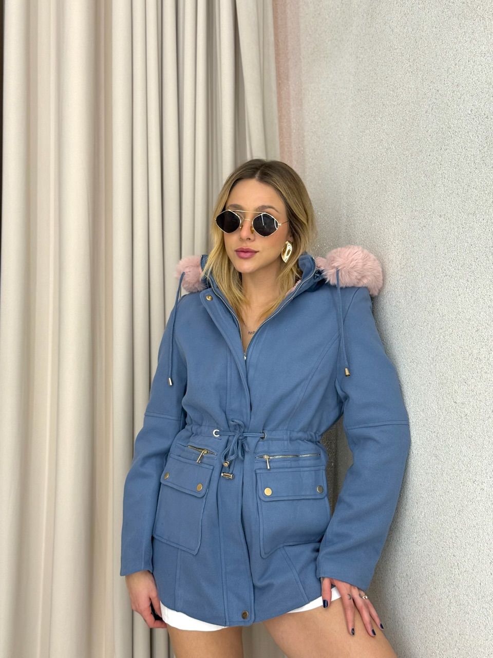 PARKA KARINA LÃ BATIDA AZUL
