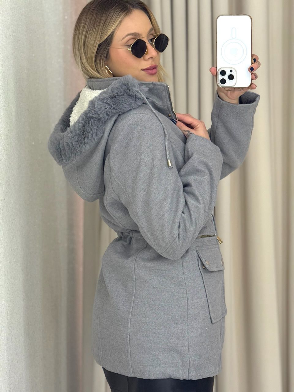 PARKA KARINA LÃ BATIDA CINZA