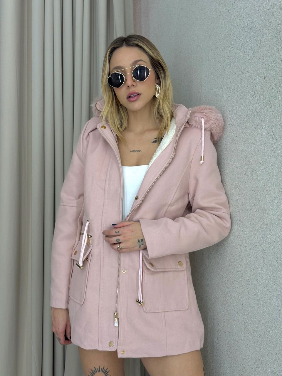 PARKA KARINA LÃ BATIDA ROSA CLARO - 0066260030 - CAROLLA FERRARO