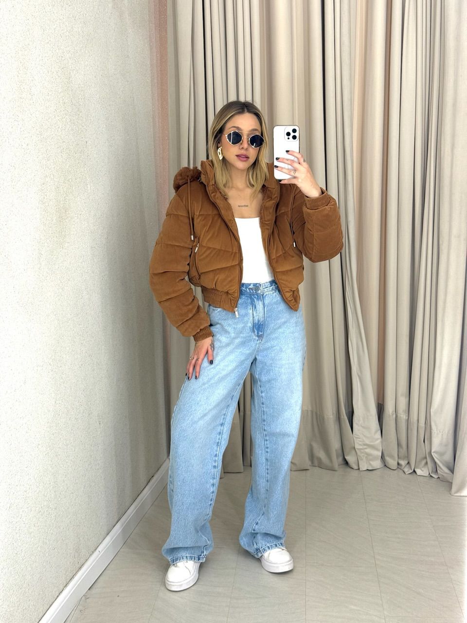 PUFFER BEATRIZ PELINHOS CARAMELO
