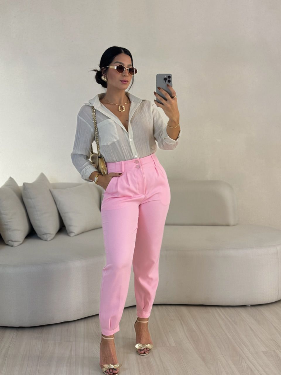 CALÇA SIMONE CENOURA BABY PINK