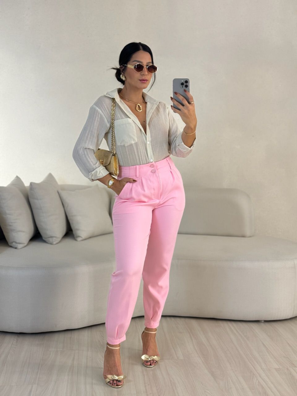 CALÇA SIMONE CENOURA BABY PINK