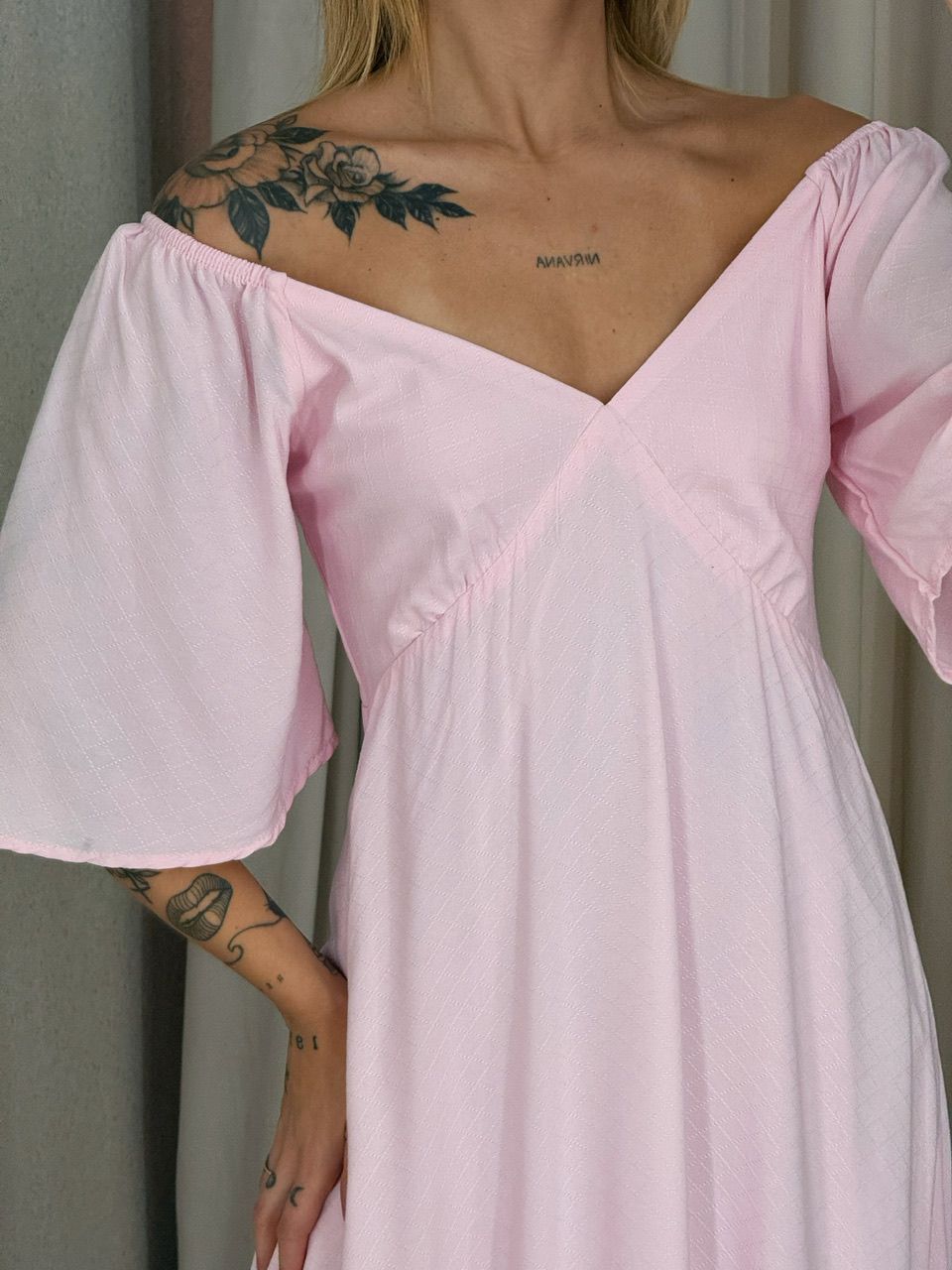 VESTIDO MANGA MIDI BABY PINK