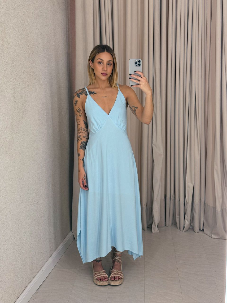 VESTIDO MIDI ALÇA BABY BLUE