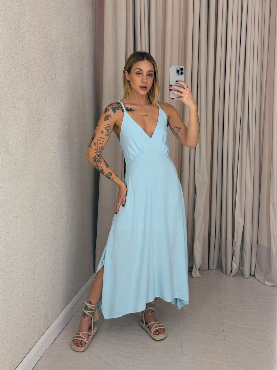 VESTIDO MIDI ALÇA BABY BLUE