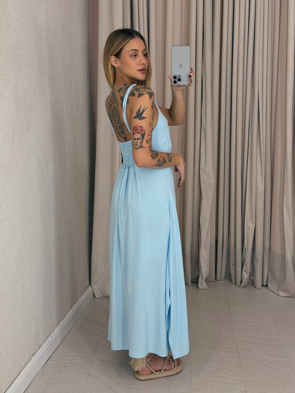 VESTIDO MIDI ALÇA BABY BLUE