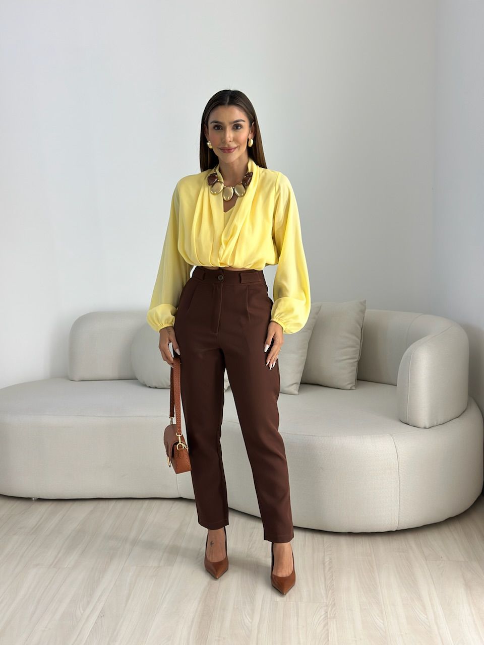 CALÇA ELEONORA SKINNY MARROM - 0068270054 - CAROLLA FERRARO