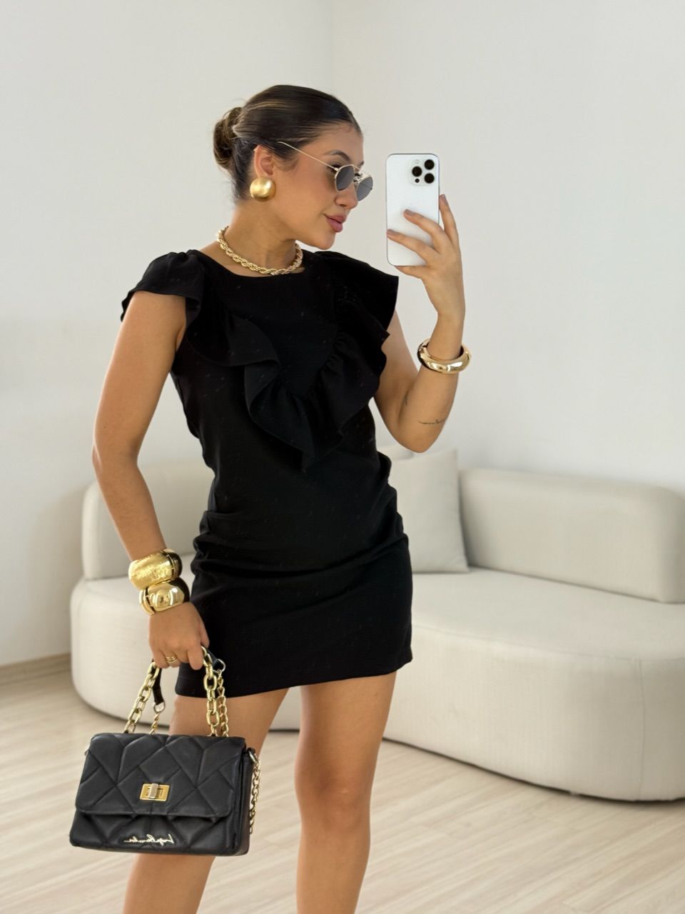 VESTIDO EDNA BABADO PRETO
