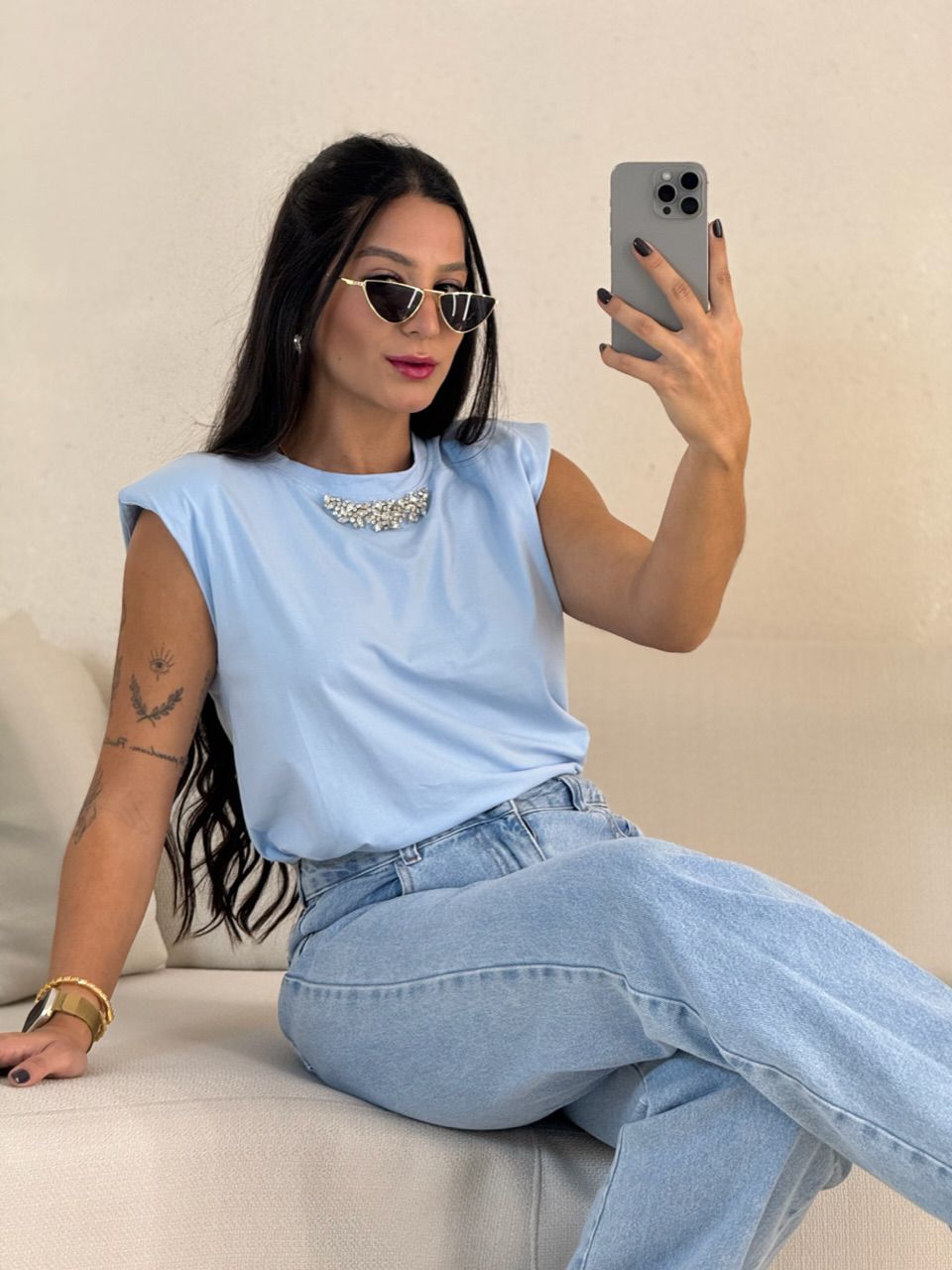 BLUSA MAITÊ MUSCLE AZUL