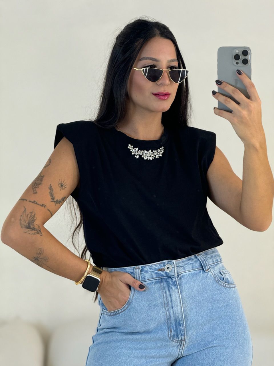 BLUSA MAITÊ MUSCLE PRETA