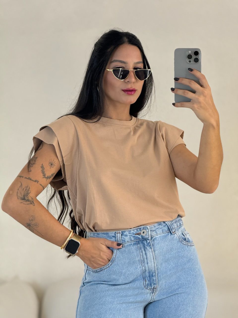BLUSA MAYA DETALHE MANGA NUDE