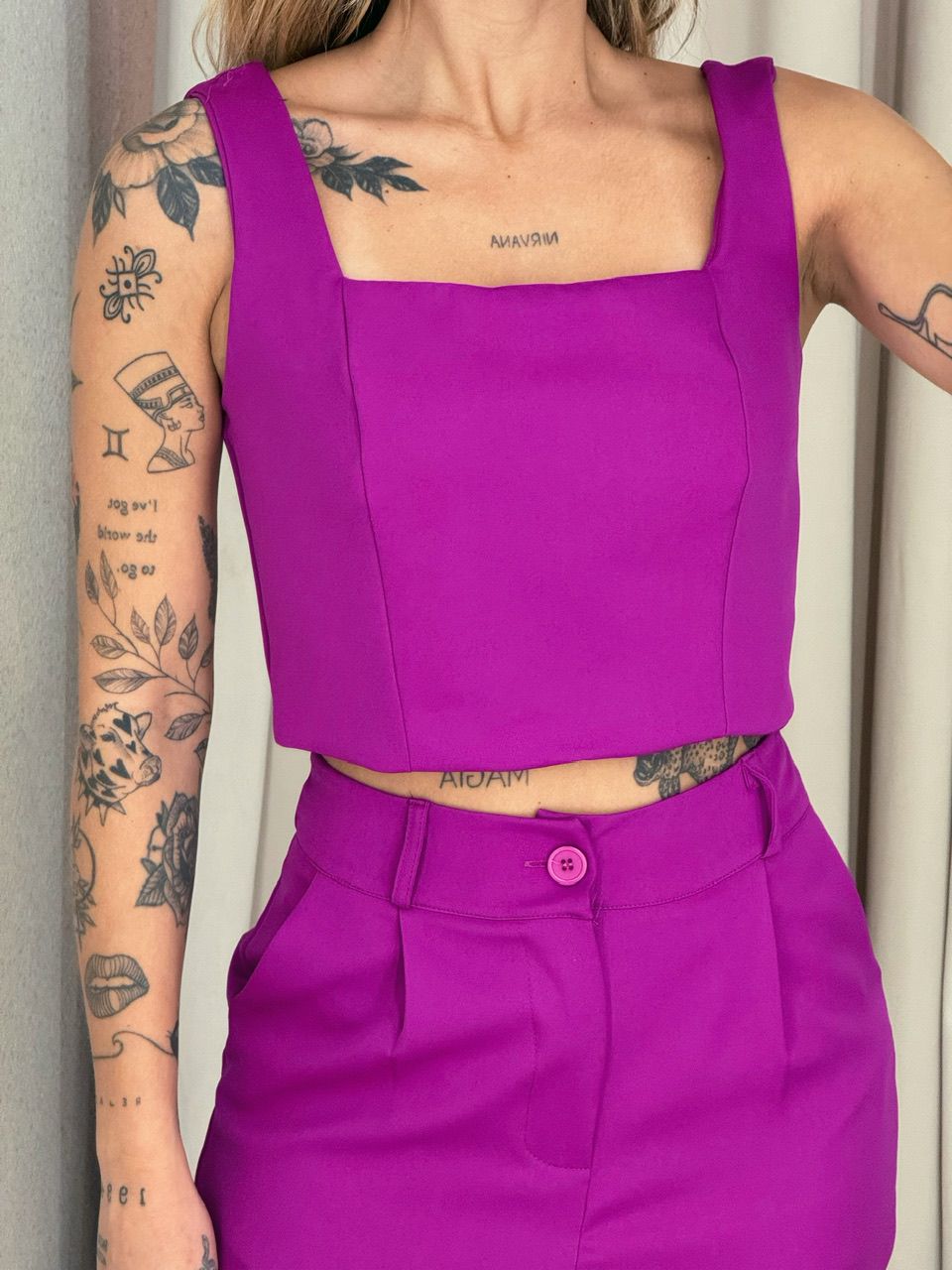 CONJUNTO LILY TOP CALÇA FUCSIA