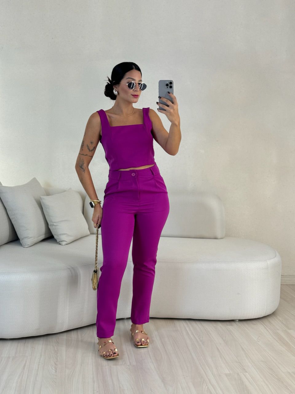 CONJUNTO LILY TOP CALÇA FUCSIA - 0056660120 - CAROLLA FERRARO