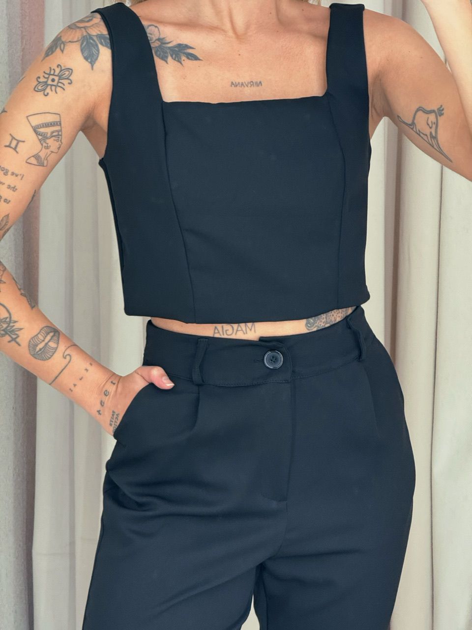 CONJUNTO LILY TOP CALÇA PRETO