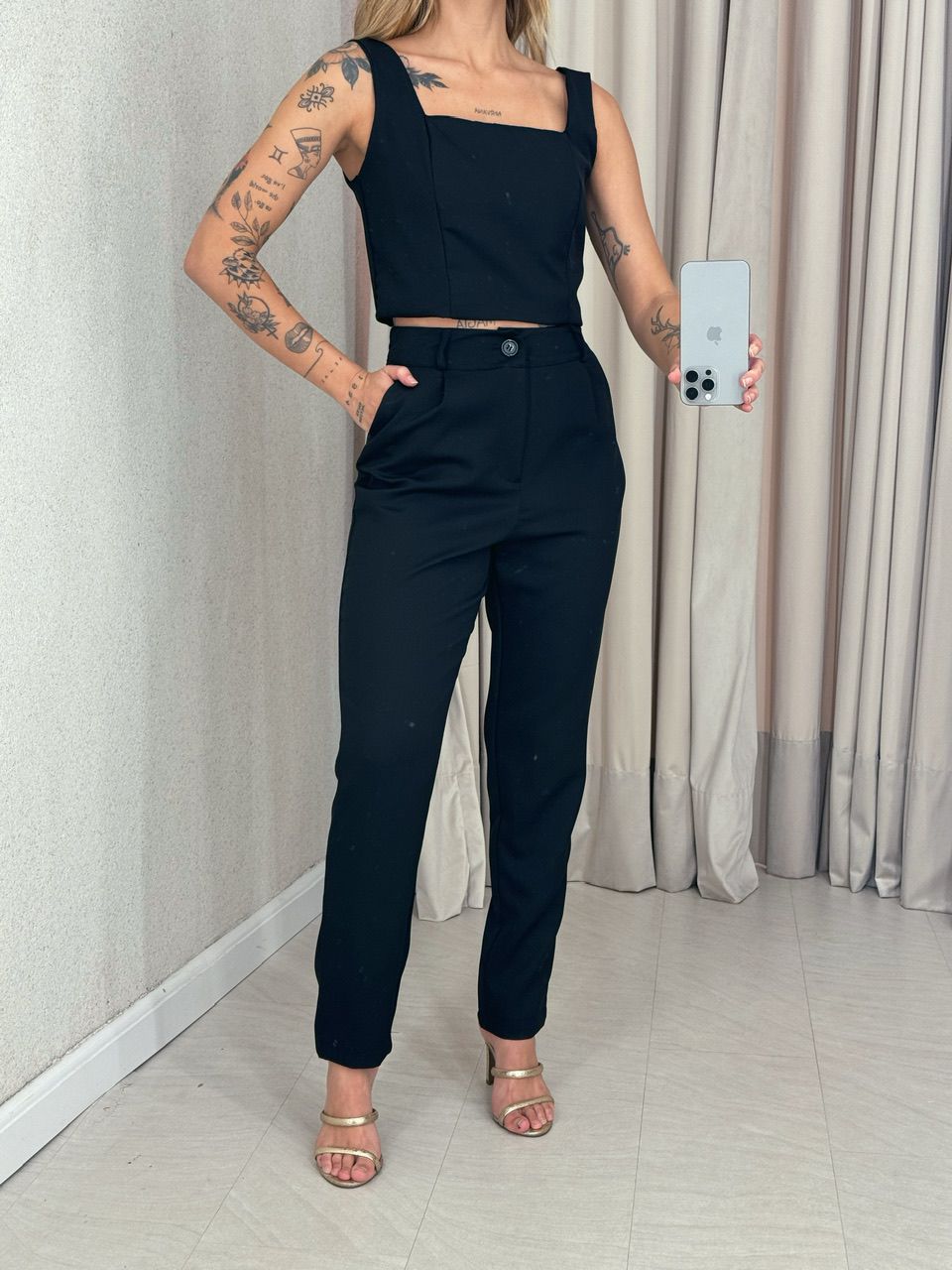 CONJUNTO LILY TOP CALÇA PRETO