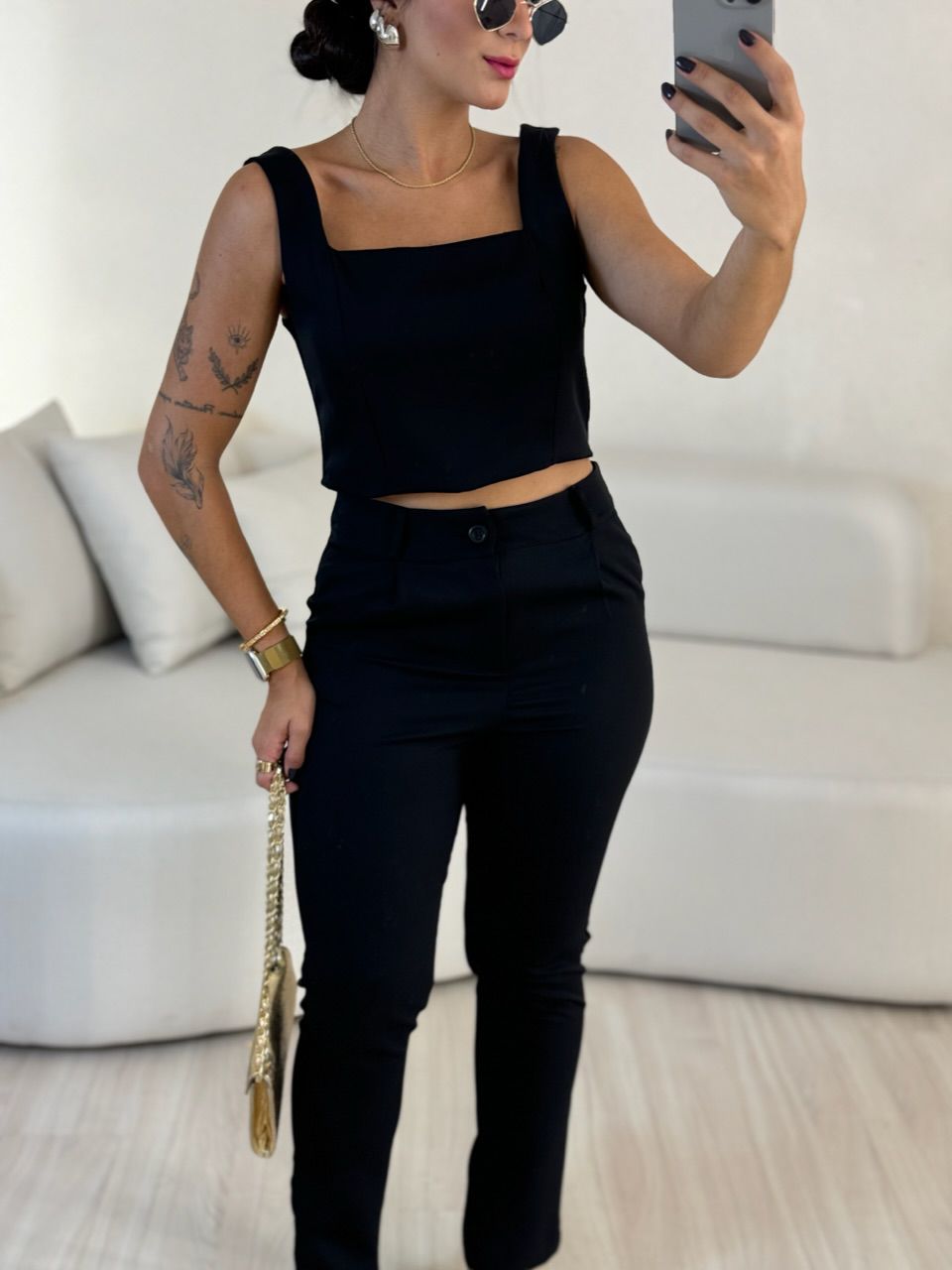 CONJUNTO LILY TOP CALÇA PRETO