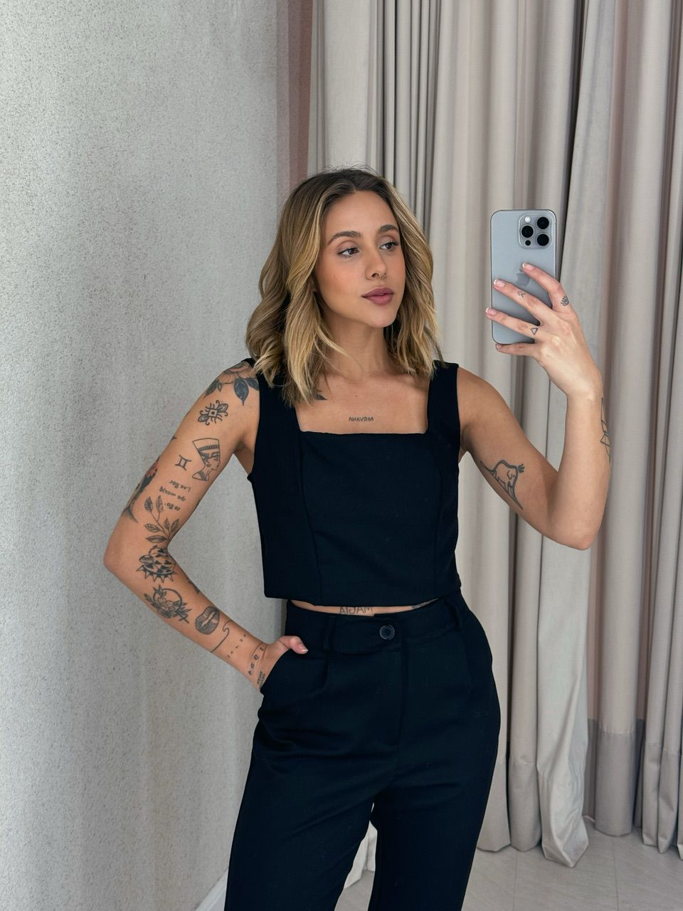 CONJUNTO LILY TOP CALÇA PRETO