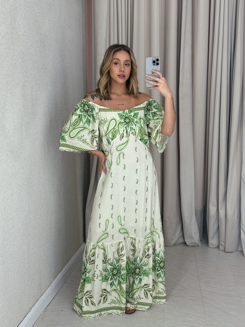 VESTIDO JÚLIA ESTAMPADO VERDE - 0056740014 - CAROLLA FERRARO