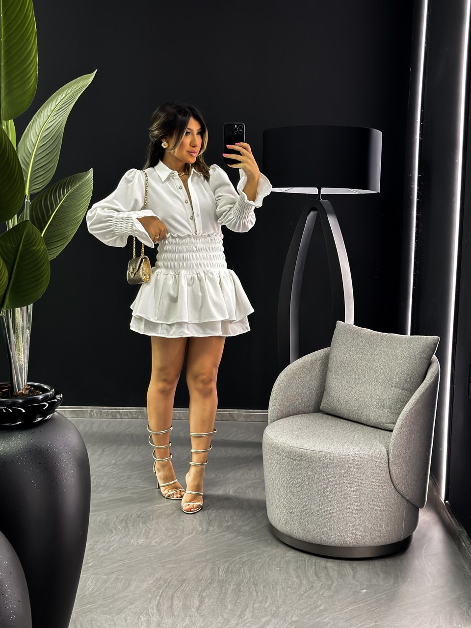 CONJUNTO SAIA LASTEX BABADO OFF - 0045900048 - CAROLLA FERRARO