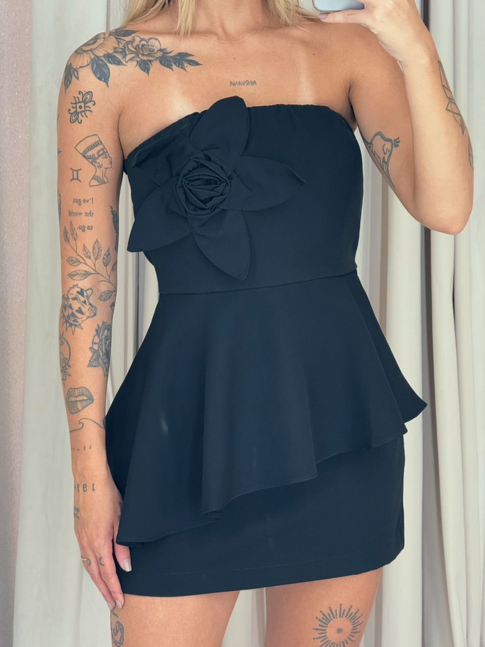 CONJUNTO LORRAINE flor preto