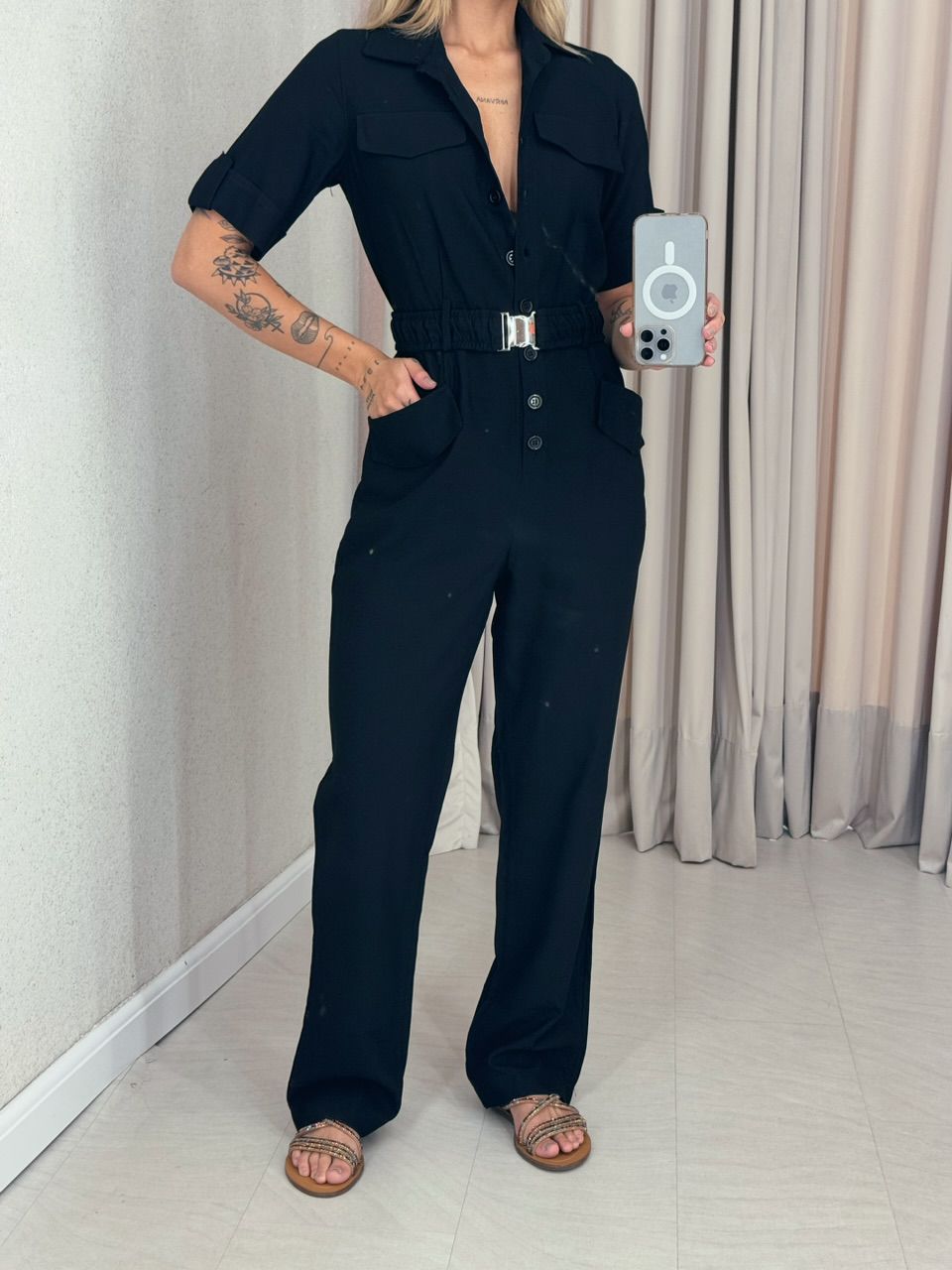 MACACÃO LUDMILA Cinto preto